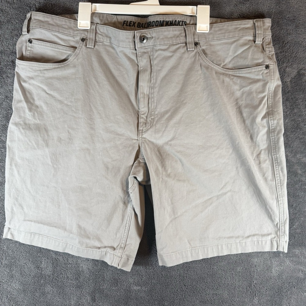 Duluth Trading Co. Men's Gray Flex Ballroom Khaki Shorts, Stretch Pockets 46